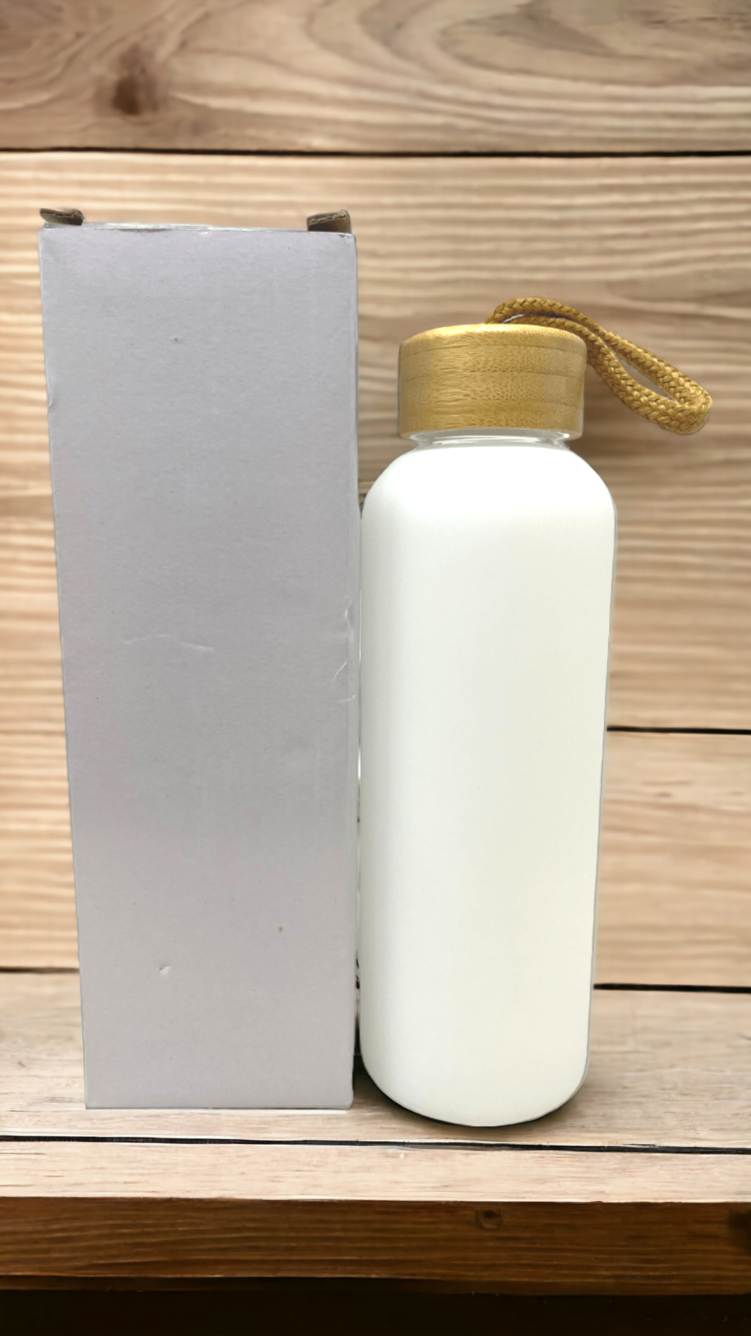 20oz Sublimation Glass Water Bottle with Bamboo Lid