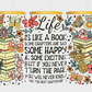 16oz "Life is like a Book" White Holographic Glass Cup